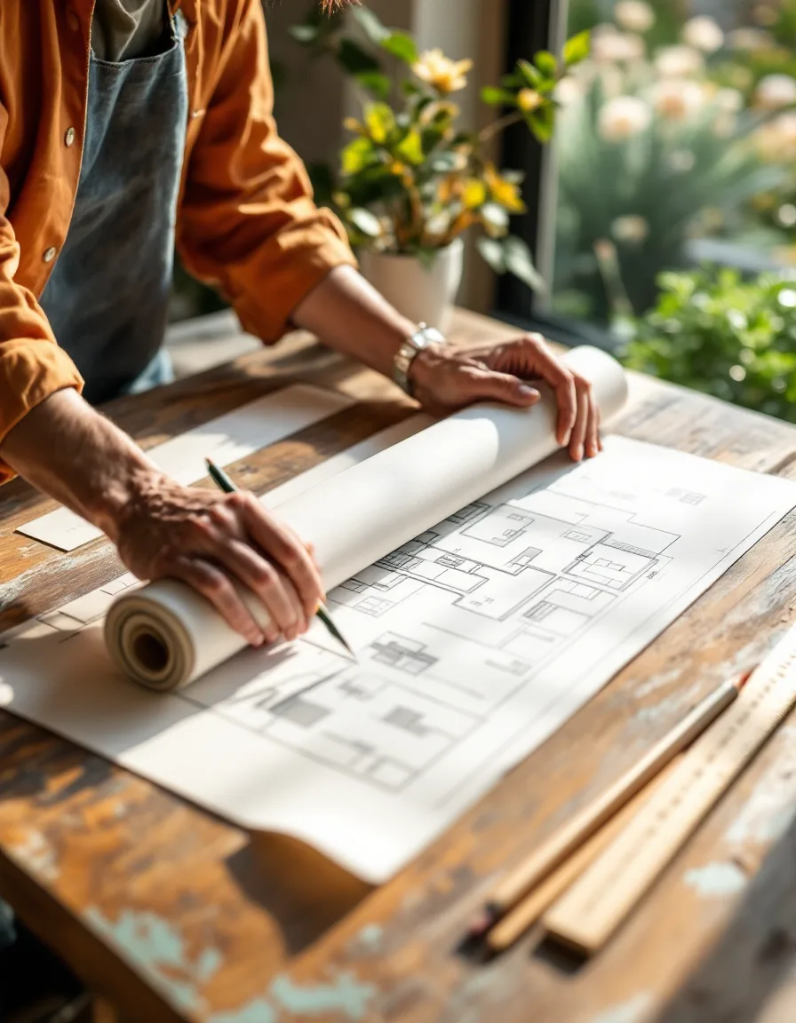 A Groundwell site plan being drawn on the studio drafting table
